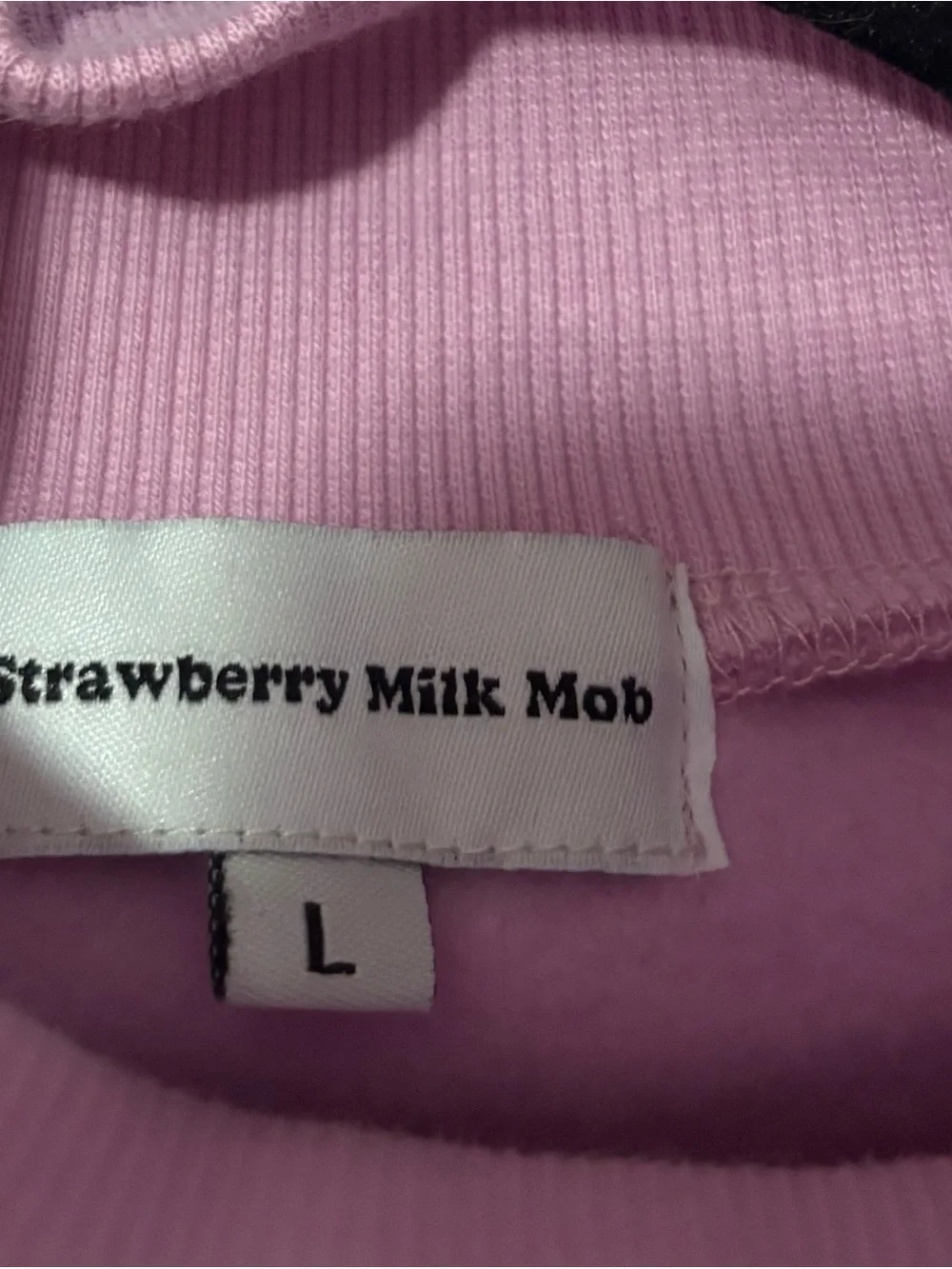 Strawberry Milk Mob Cropped Turtleneck Sweatshirt - Light Pink